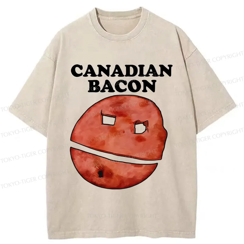 Tokyo-Tiger Funny Canadian Bacon Washed T-Shirt