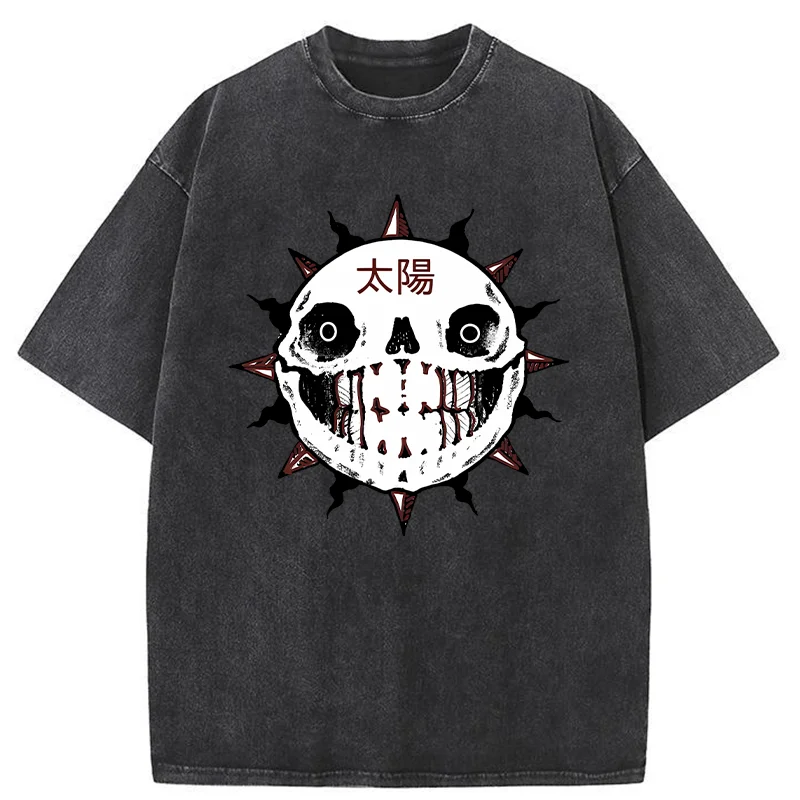 Tokyo-Tiger Horror Sun Skull Washed T-Shirt