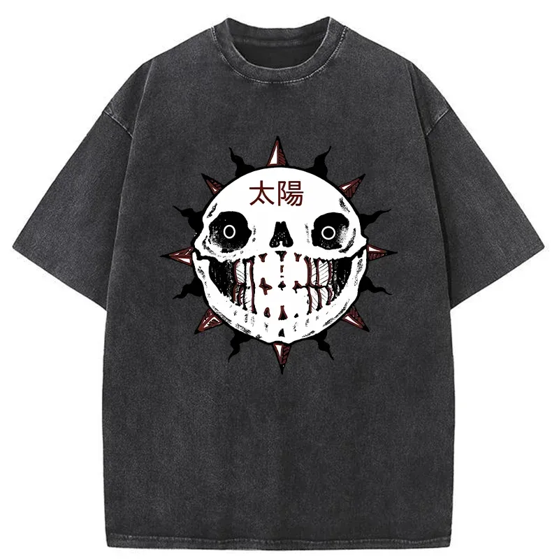 Tokyo-Tiger Horror Sun Skull Washed T-Shirt