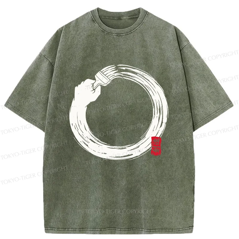 Tokyo-Tiger Painter's Enso Washed T-Shirt