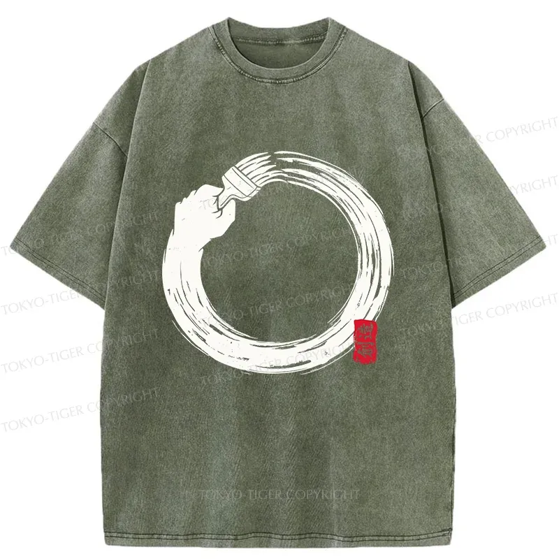 Tokyo-Tiger Painter's Enso Washed T-Shirt