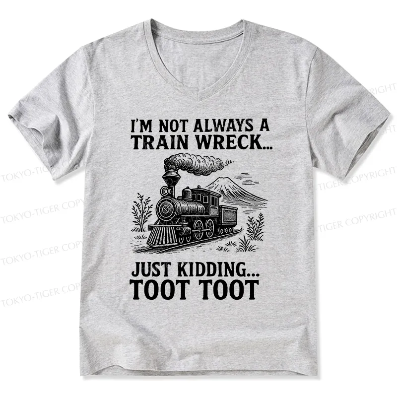Tokyo-Tiger Funny Train Jokes V-Neck Classic T-Shirt