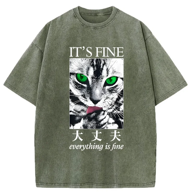 Tokyo-Tiger Cat Is Fine Washed T-Shirt