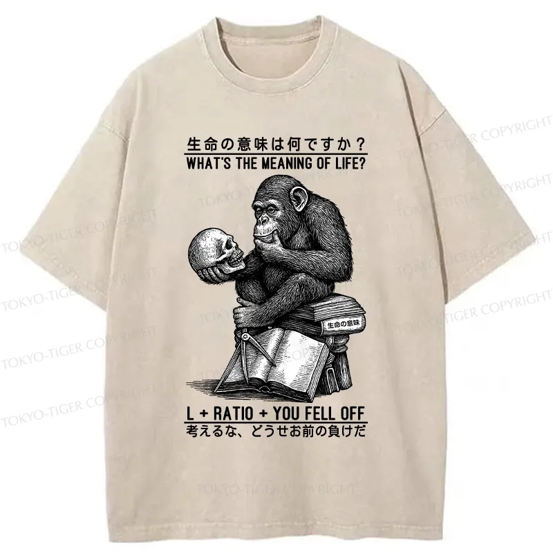 Tokyo-Tiger What's The Meaning Of Life? Washed T-Shirt