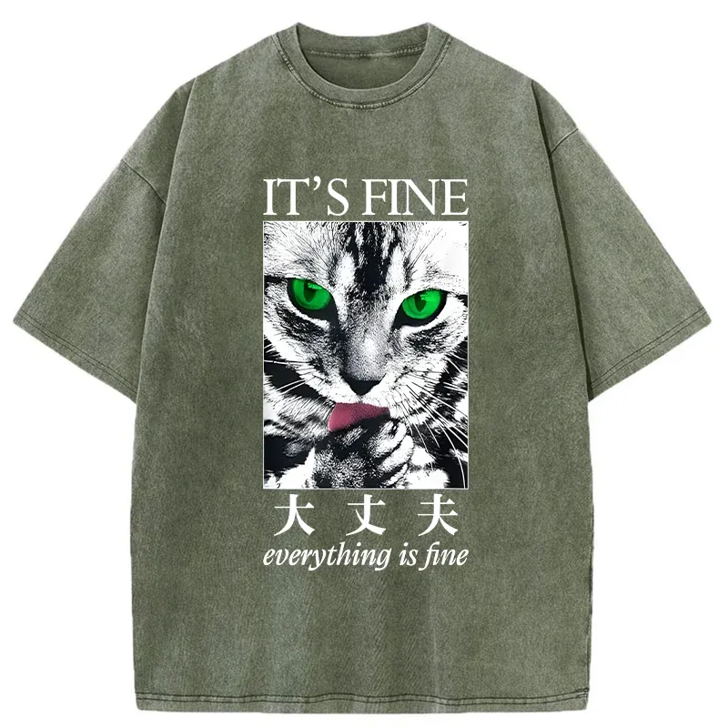 Tokyo-Tiger Cat Is Fine Washed T-Shirt