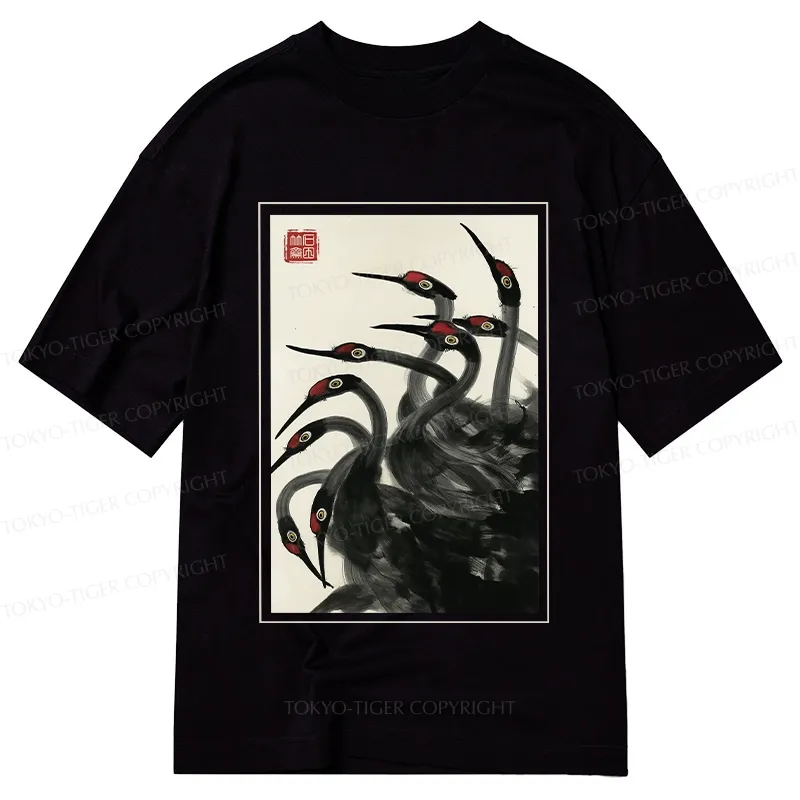 Tokyo-Tiger Retro Red Crowned Crane Classic T-Shirt
