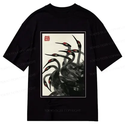 Tokyo-Tiger Retro Red Crowned Crane Classic T-Shirt