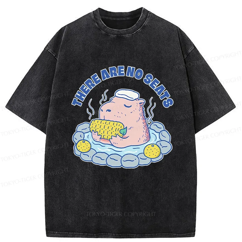 Tokyo-Tiger Capybara Enjoying Hot Springs Washed T-Shirt