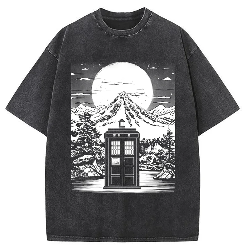 Tokyo-Tiger Japanese Mysterious Tardis Washed T-Shirt