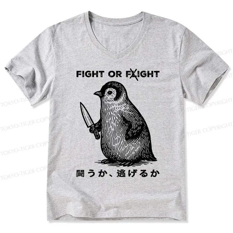 Tokyo-Tiger Funny Fight Or Flight V-Neck Classic T-Shirt