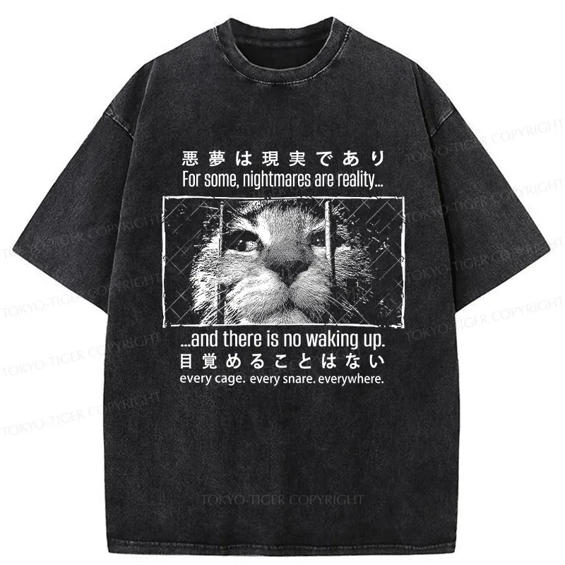 Tokyo-Tiger Protecting Animals And Prison Cat Washed T-Shirt