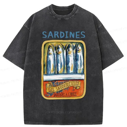 Tokyo-Tiger Vintage Sardines Can Washed T-Shirt