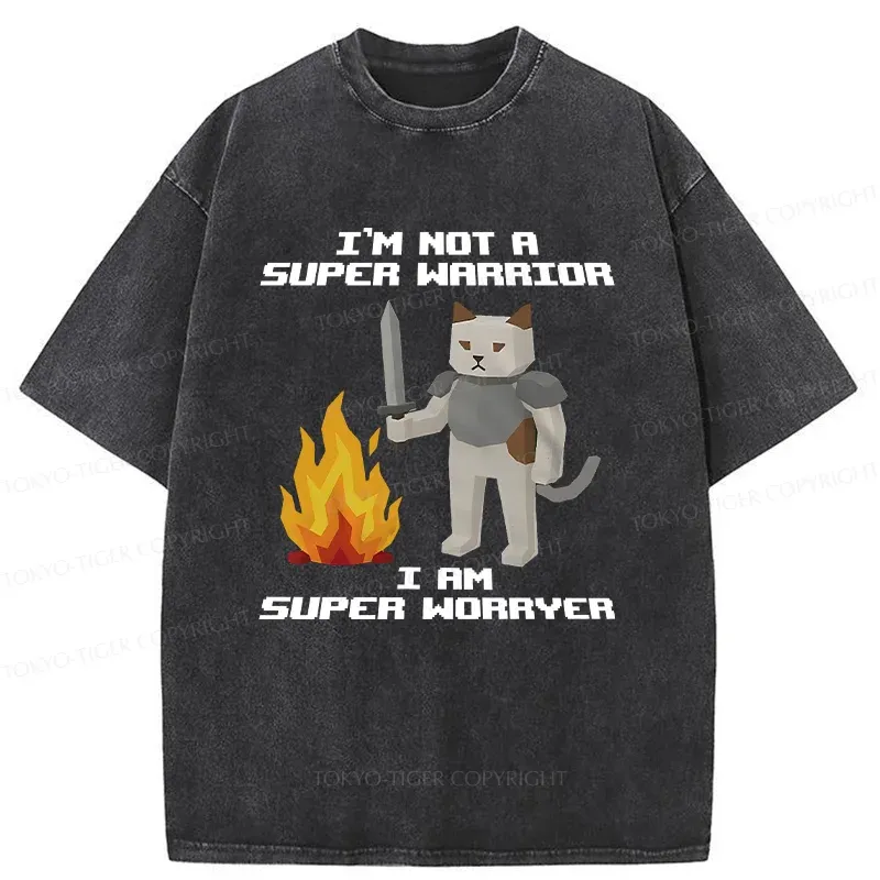 Tokyo-Tiger Cat Warrior Funny Washed T-Shirt