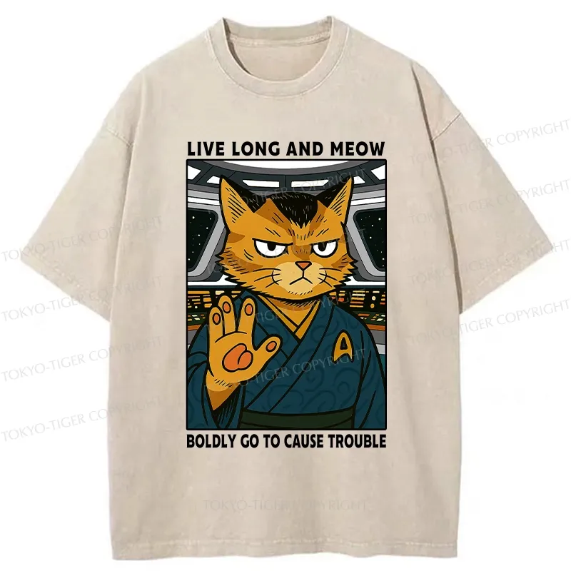 Tokyo-Tiger Intergalactic Troublemaker Cat Washed T-Shirt