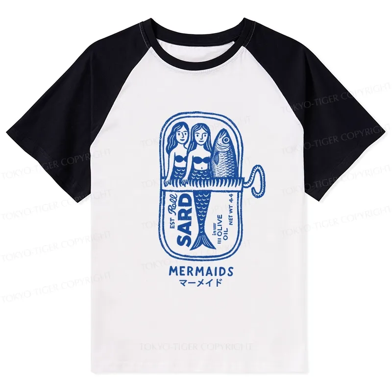 Tokyo-Tiger Mermaid Can Raglan T-shirt