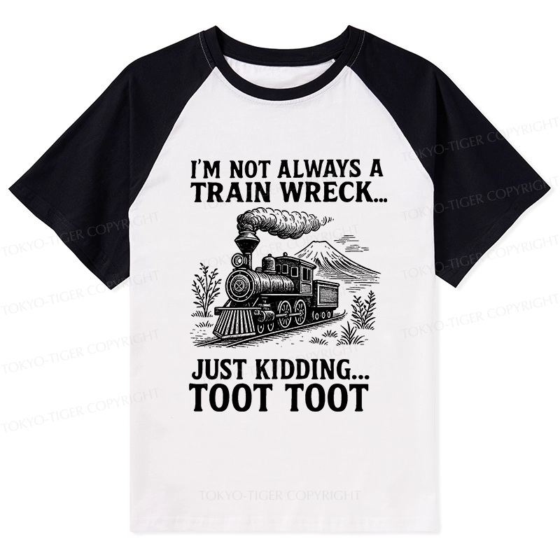 Tokyo-Tiger Funny Train Jokes Raglan T-shirt