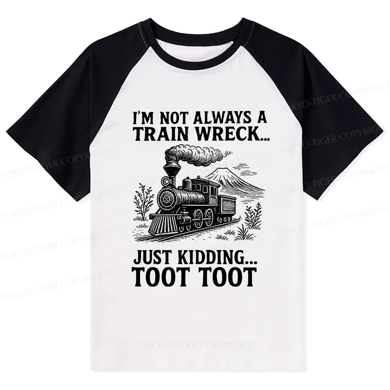 Tokyo-Tiger Funny Train Jokes Raglan T-shirt