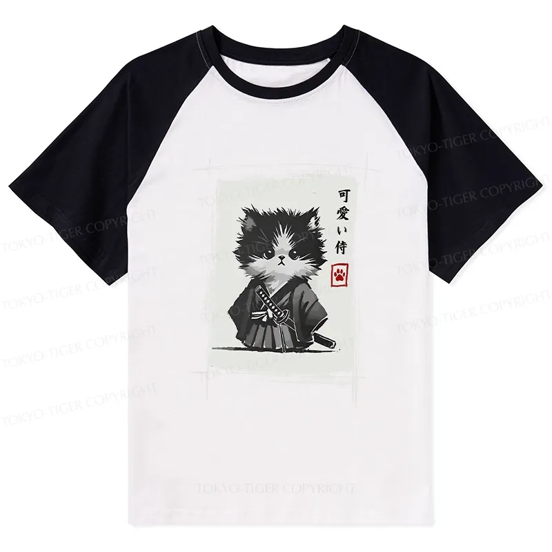 Tokyo-Tiger Kitten Samurai Raglan T-shirt