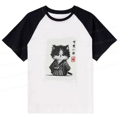 Tokyo-Tiger Kitten Samurai Raglan T-shirt