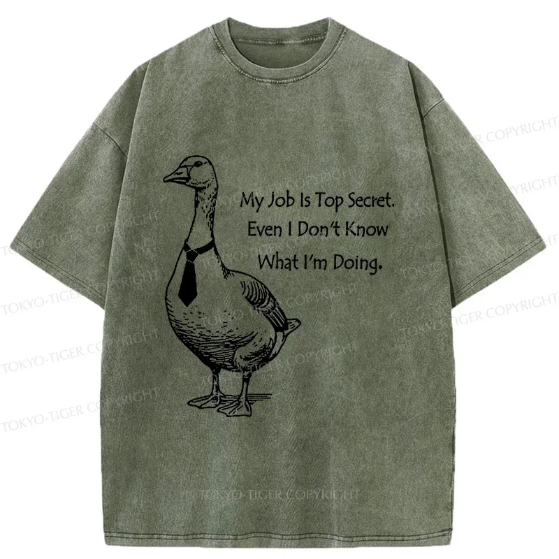 Tokyo-Tiger Serious Goose Funny Washed T-Shirt