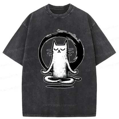 Tokyo-Tiger Zen Japan Cat Washed T-Shirt