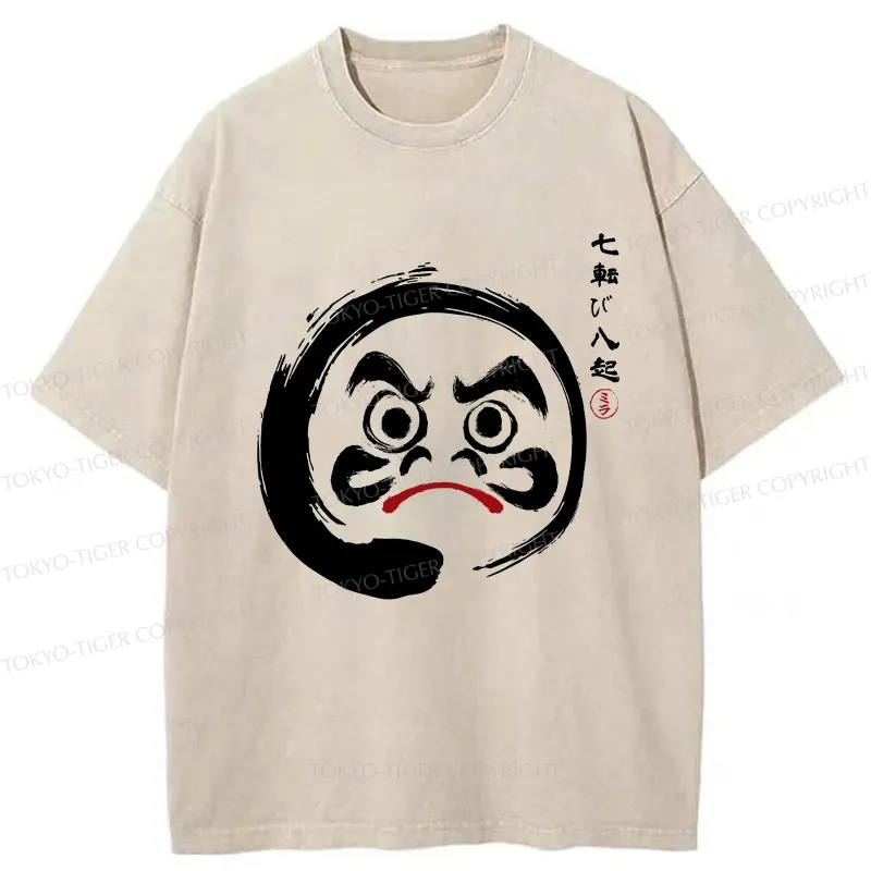 Tokyo-Tiger Retro Daruma Enso Washed T-Shirt