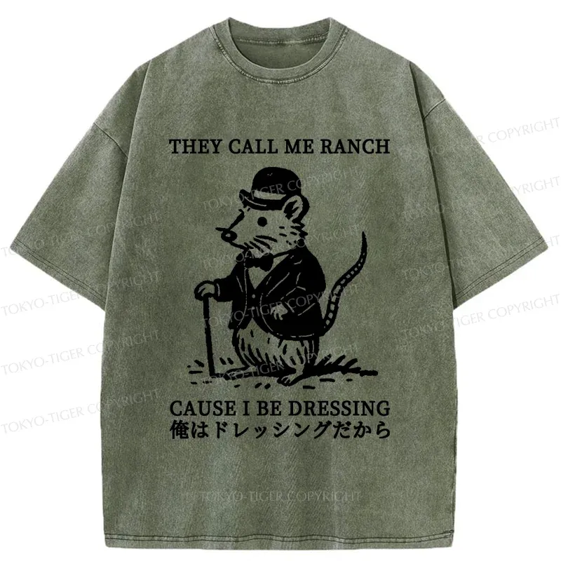 Tokyo-Tiger Elegant Mouse Washed T-Shirt