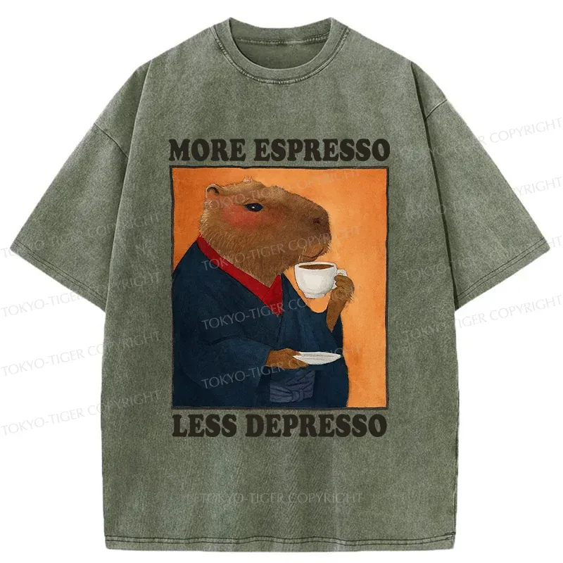 Tokyo-Tiger Elegant Capybara Washed T-Shirt