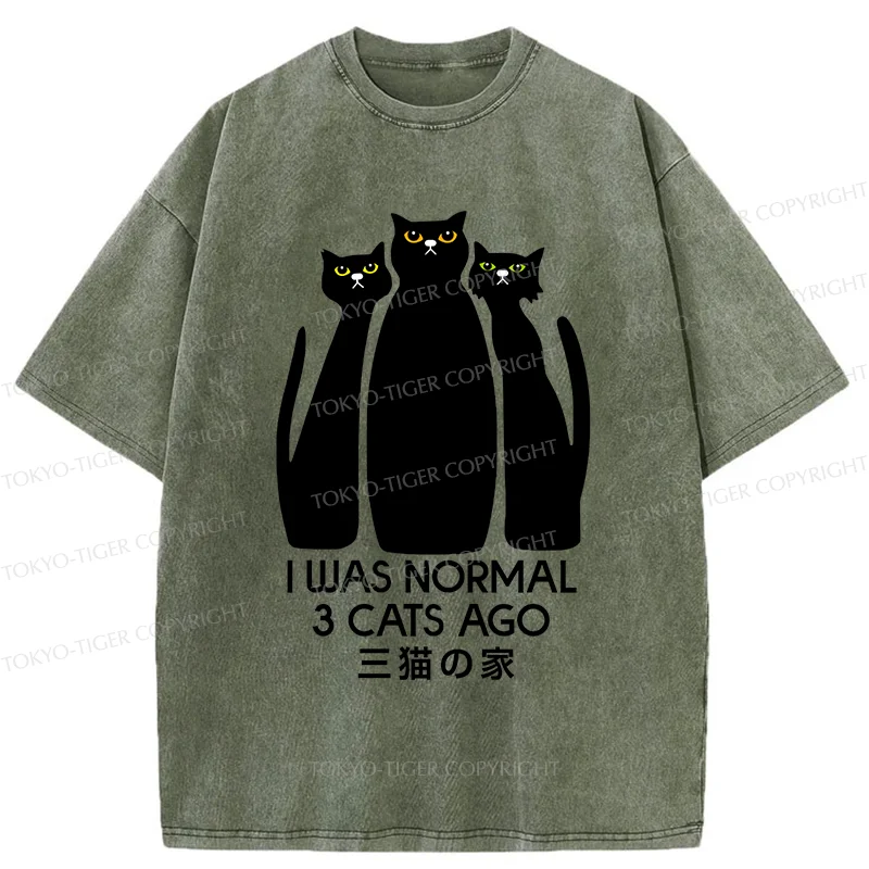 Tokyo-Tiger Three Cats House Washed T-Shirt