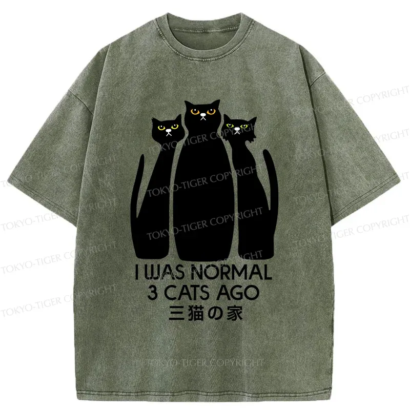 Tokyo-Tiger Three Cats House Washed T-Shirt