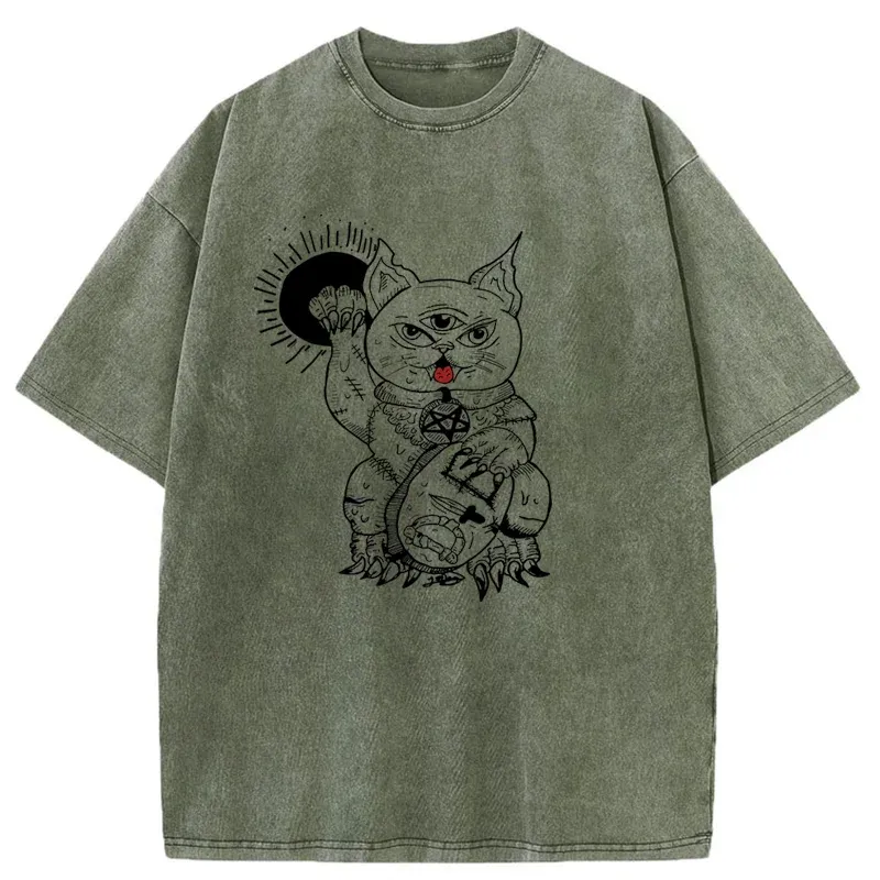 Tokyo-Tiger Evil Lucky Cat Washed T-Shirt