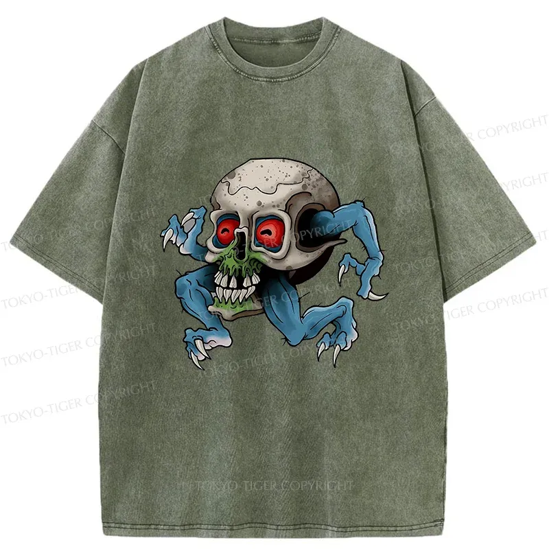 Tokyo-Tiger Japanese Skeleton Yokai Washed T-Shirt