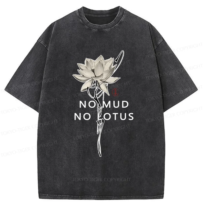 Tokyo-Tiger Japanese Zen Lotus Washed T-Shirt