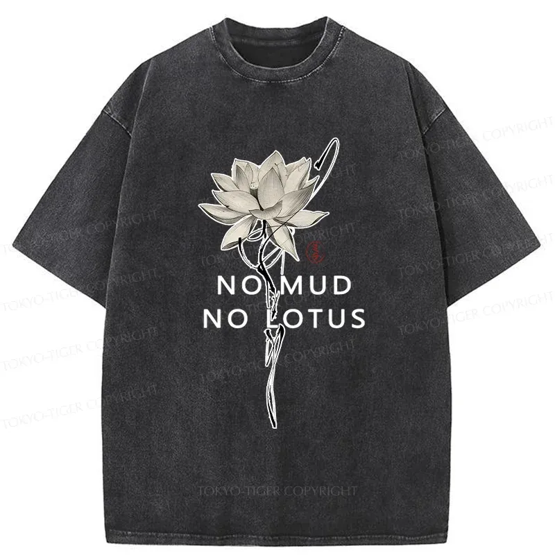 Tokyo-Tiger Japanese Zen Lotus Washed T-Shirt