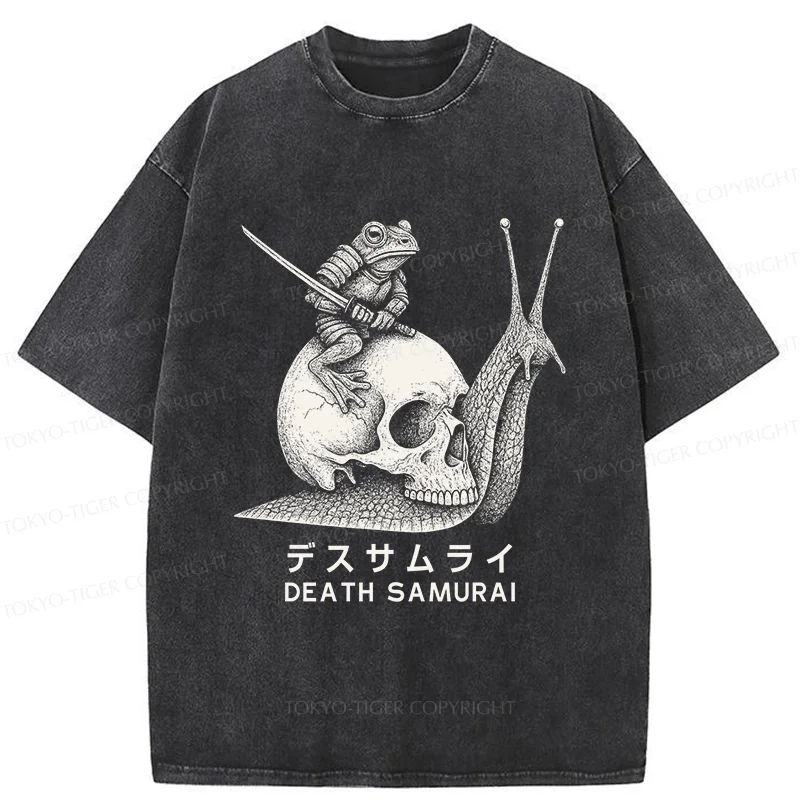 Tokyo-Tiger Frog Riding A Snail Washed T-Shirt