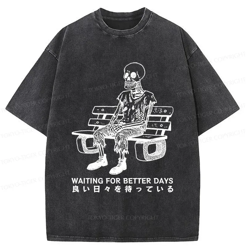 Tokyo-Tiger Waiting Skeleton Washed T-Shirt