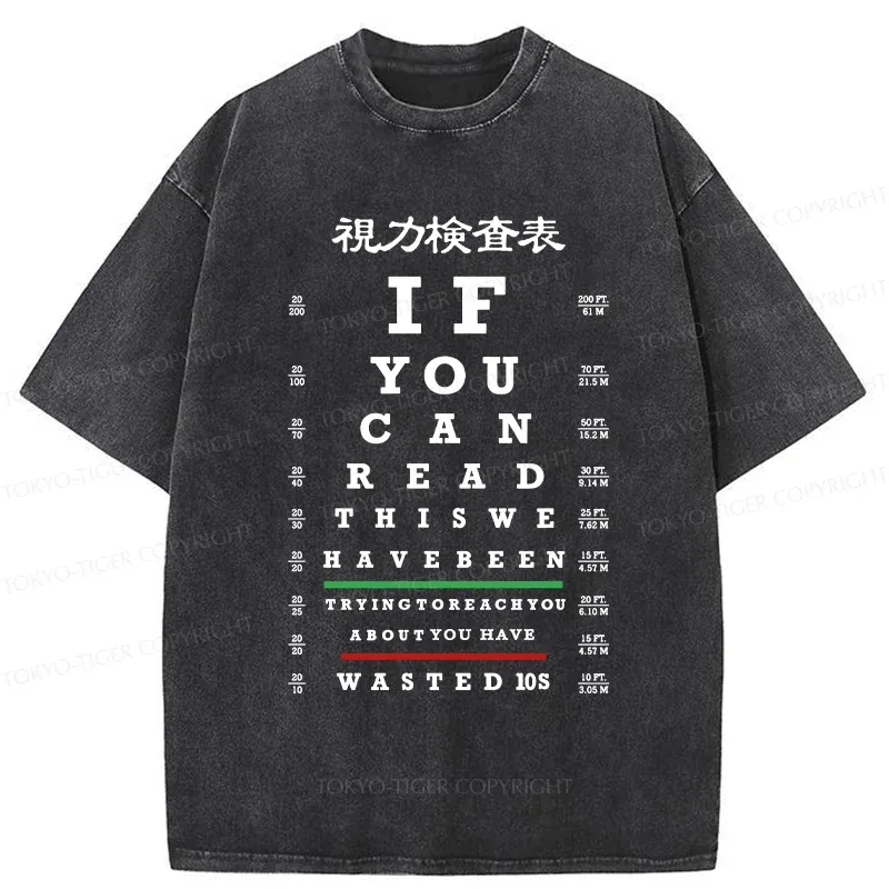 Tokyo-Tiger Funny Eye Exam Chart Washed T-Shirt