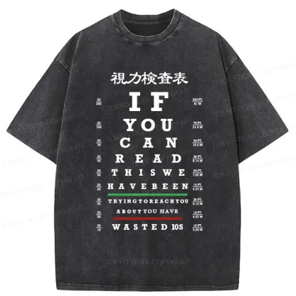 Tokyo-Tiger Funny Eye Exam Chart Washed T-Shirt