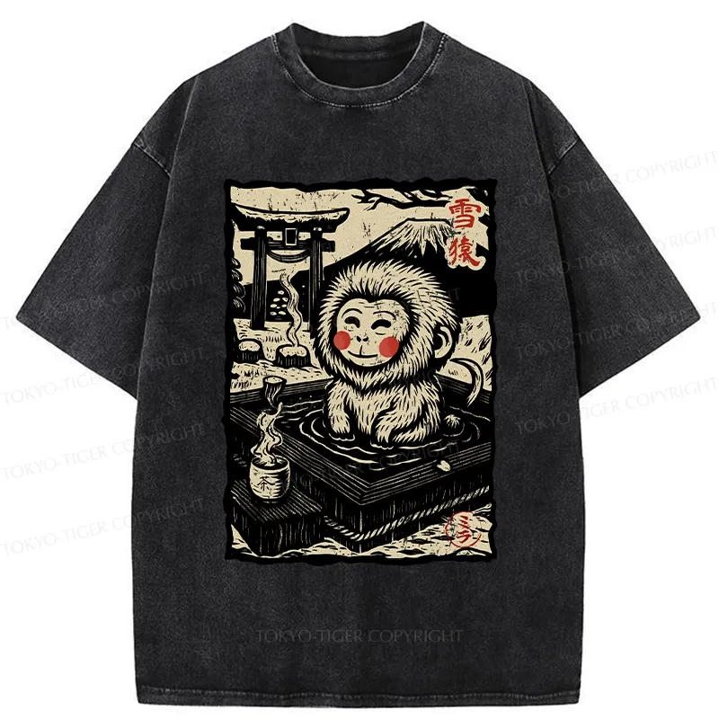 Tokyo-Tiger Japanese Snow Monkey Washed T-Shirt