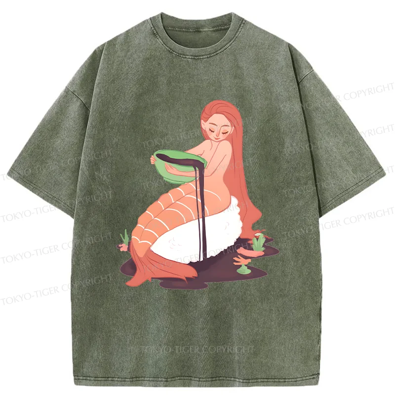 Tokyo-Tiger Sushi Mermaid Washed T-Shirt