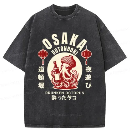 Tokyo-Tiger Retro Osaka Octopus Washed T-Shirt