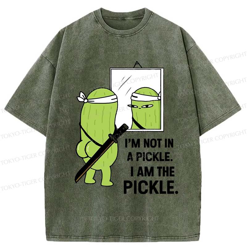 Tokyo-Tiger Funny I Am The Pickle Washed T-Shirt