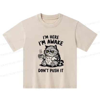 Tokyo-Tiger Tired Cat Kids Washed T-Shirt