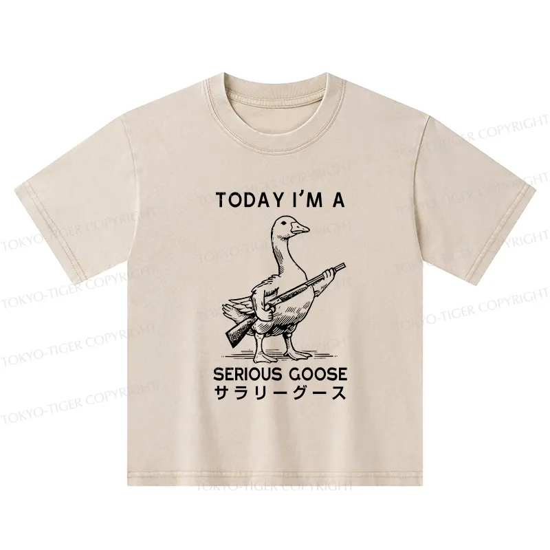 Tokyo-Tiger Serious Stupid Goose Kids Washed T-Shirt