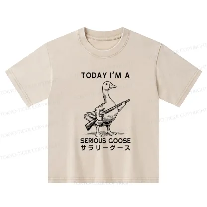 Tokyo-Tiger Serious Stupid Goose Kids Washed T-Shirt