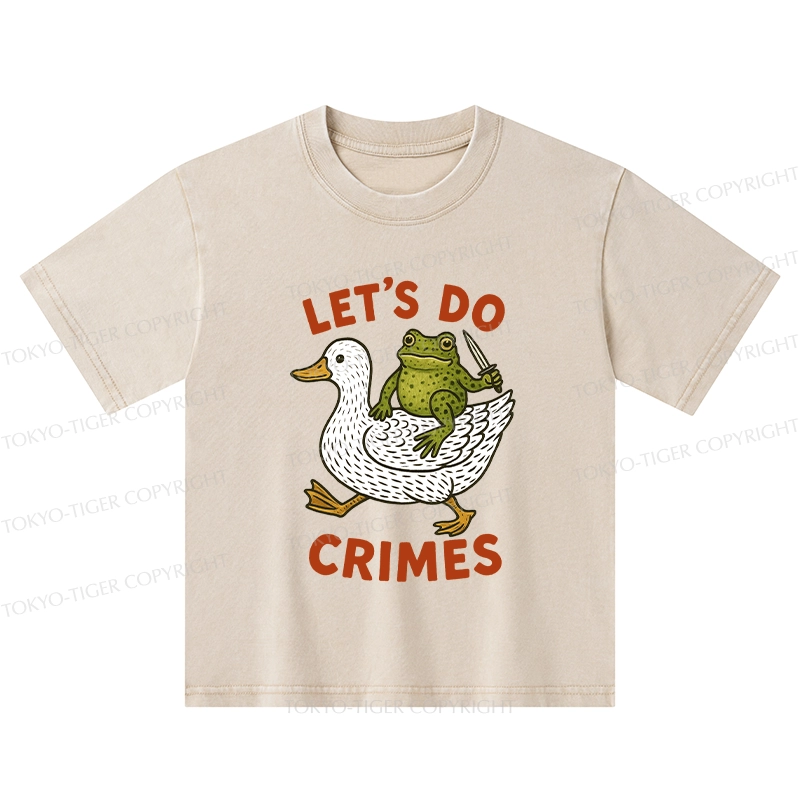Tokyo-Tiger Frog Ready To Commit Crime Kids Washed T-Shirt