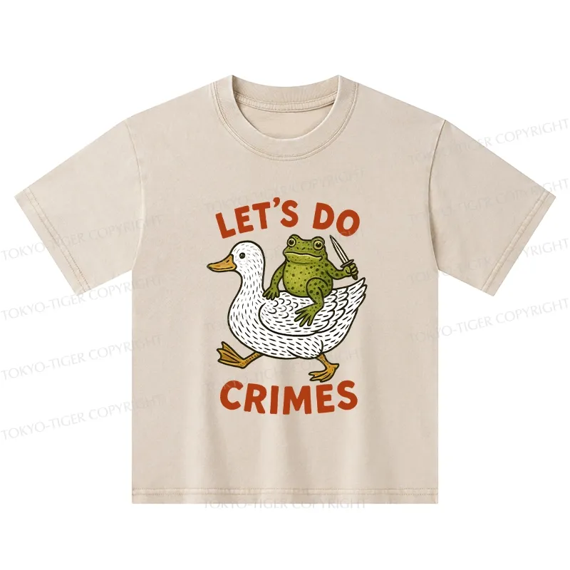 Tokyo-Tiger Frog Ready To Commit Crime Kids Washed T-Shirt