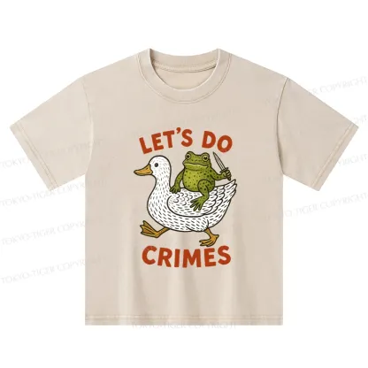 Tokyo-Tiger Frog Ready To Commit Crime Kids Washed T-Shirt