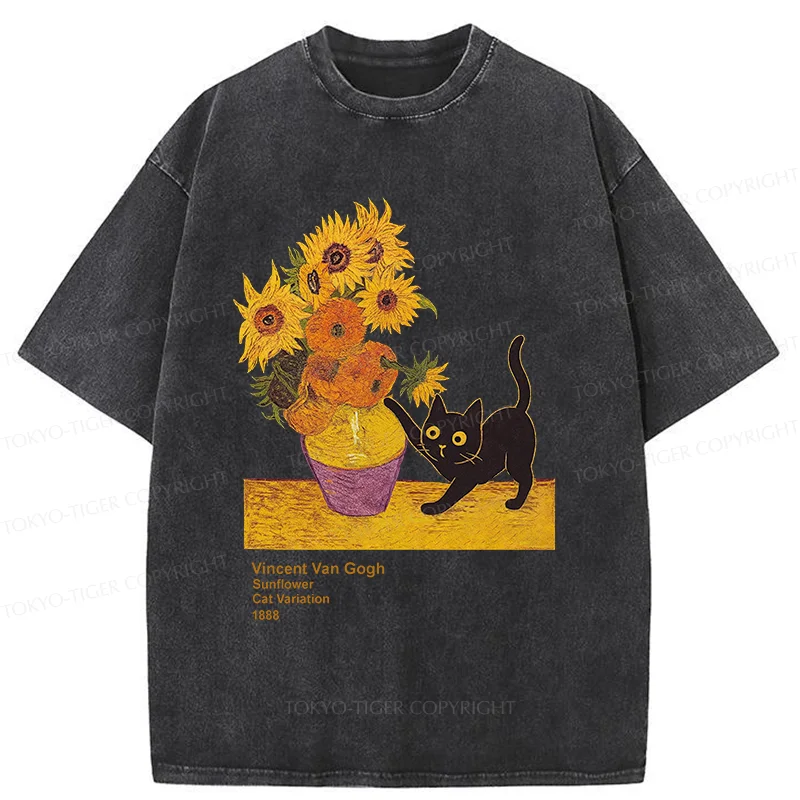 Tokyo-Tiger Naughty Van Gogh's Cat Japan Washed T-Shirt