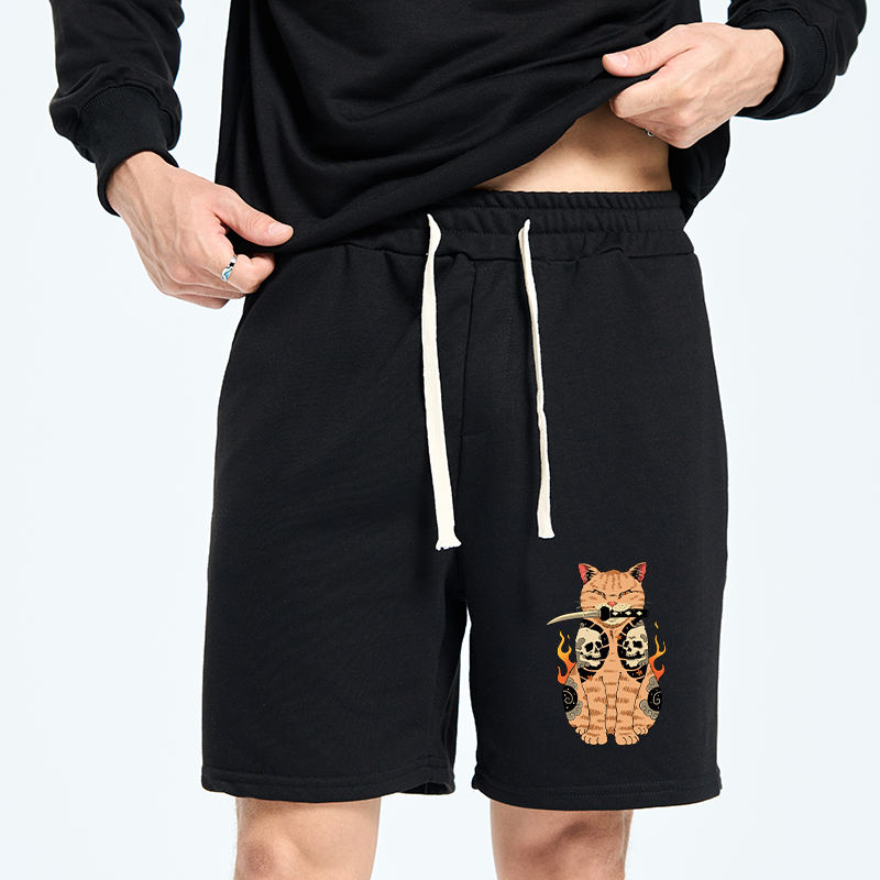 Tokyo-Tiger Catana Cat Skull Tattooed Samurai Unisex Shorts